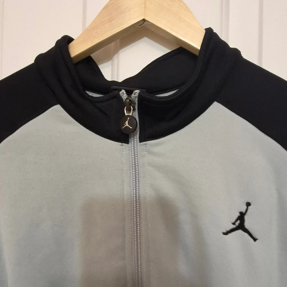 Jordan Mens Track Jacket Gray Black Colorblock Jumpman Full Zip XL Activewear